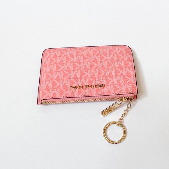 Michael Kors Jet Set Travel Small Coin Pouch ID Key Holder Wallet MK Grapefruit - Picture 7 of 11